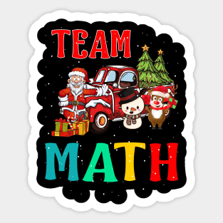 Team Math Santa And Reindeer Christmas Sticker